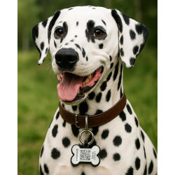 Hundemarke in Knochenform aus Silikon mit QR-Code und Lasergravur