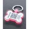 Fluorescent silicone bone-shaped dog tag with QR code and laser engraving