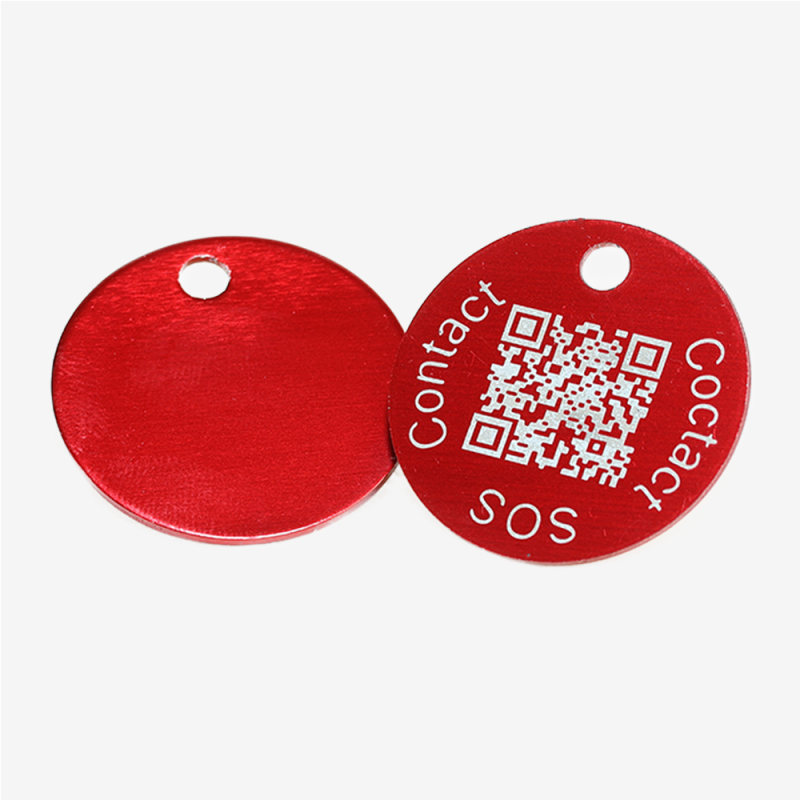 Médaille ronde pour animal en aluminium avec code QR