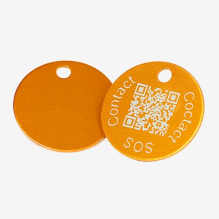 Medaglietta rotonda per animali in alluminio con codice QR