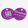 Aluminium round pet tag with QR code and laser engraving