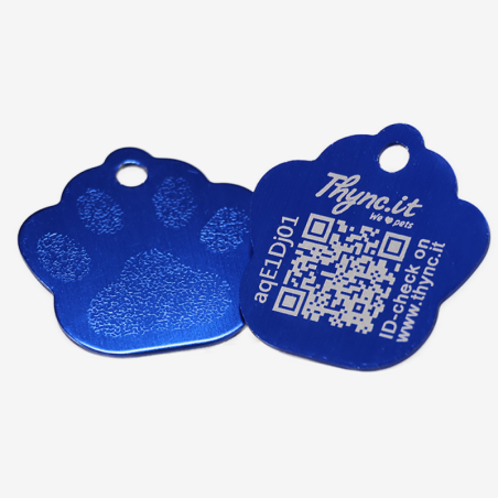 Aluminium paw-shaped pet tag with QR code