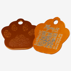 Aluminium paw-shaped pet tag with QR code