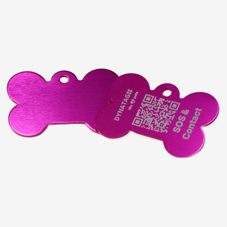 Médaille pour chien en forme d’os en aluminium avec code QR