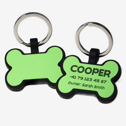 Silicone bone-shaped dog tag with laser engraving