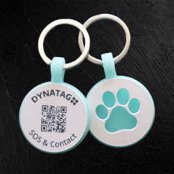 Fluorescent silicone pet tag with paw design with QR code