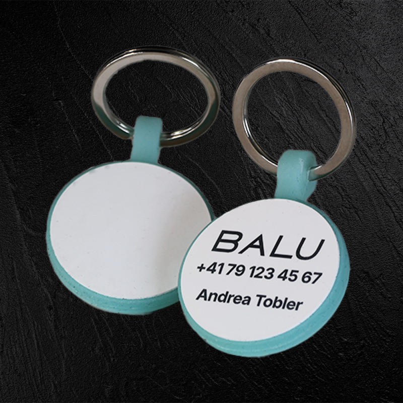 Fluorescent silicone round pet tag with laser engraving