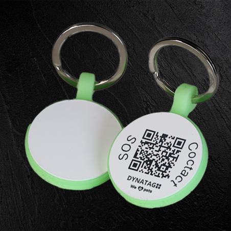 Medaglietta rotonda per animali in silicone fluorescente con codice QR