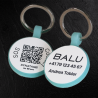 Fluorescent silicone round pet tag with QR code and laser engraving