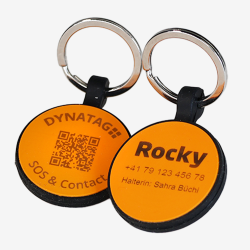 Silicone round pet tag with QR code and laser engraving