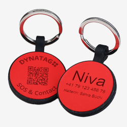 Silicone round pet tag with QR code and laser engraving