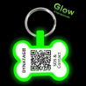 Hondenpenning in botvorm van fluorescerende siliconen met QR-code