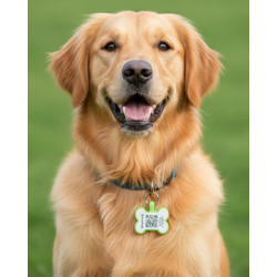 Médaille pour chien en forme d’os en silicone fluorescent avec code QR