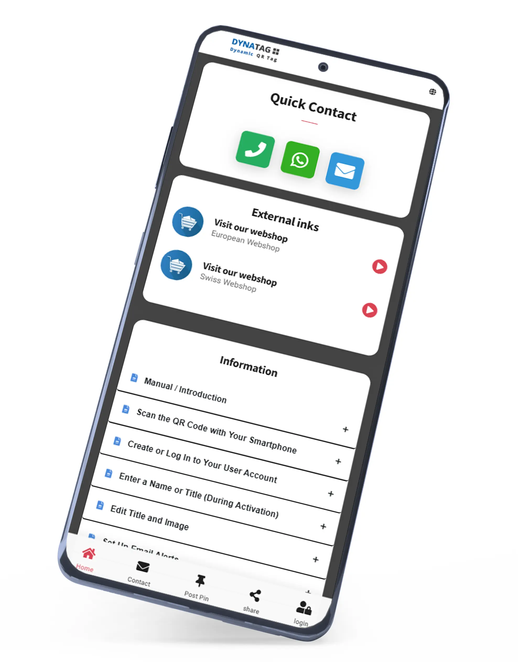 Istruzioni online del portachiavi con codice QR su uno smartphone