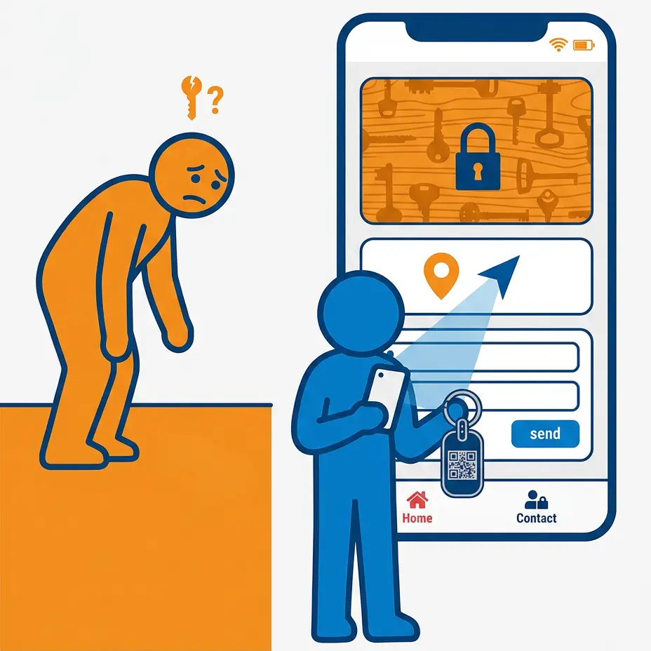 Portachiavi digitale con codice QR e modulo di contatto protetto